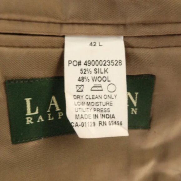 Ralph Lauren Jacket M MT Beige Gun Check Houndstooth Silk Wool Blazer 42L - Picture 5 of 5